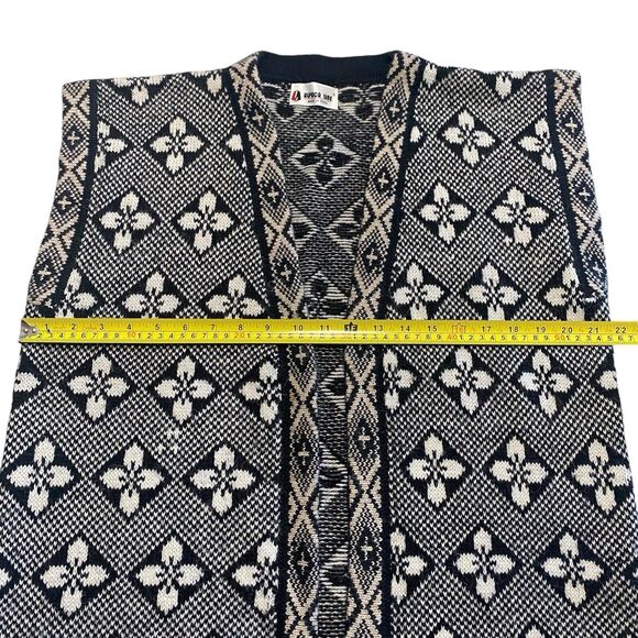 Vintage Alpaca Line Sweater Vest Open Front Black Off White Womens Peru ?SIZE - Picture 9 of 10